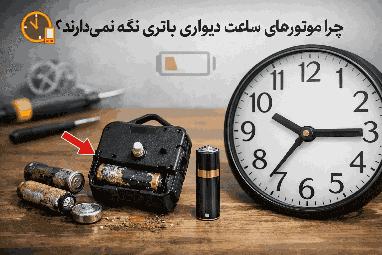 چرا موتورهای ساعت دیواری باتری نگه نمیدارند؟