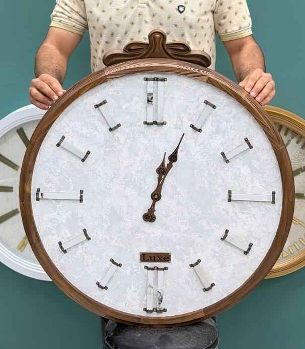 ساعت چوب روس پتینه کاری  سایز ۷۵ کد 7041